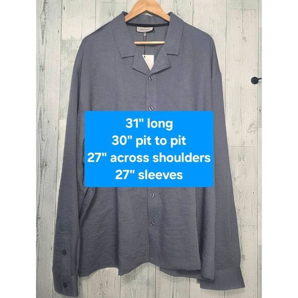 Mauvais Fiorano Relaxed Fit Textured Long Sleeved Shirt in Storm Sz 5XL - Picture 5 of 8